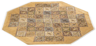 Traditional Mogul Yellow Wool Octagon Area Rug 7' 1" x 7' 1" - Solo Rugs