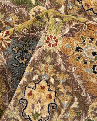 Traditional Mogul Yellow Wool Octagon Area Rug 7' 1" x 7' 1" - Solo Rugs