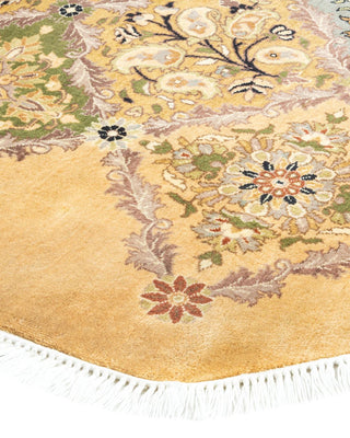 Traditional Mogul Yellow Wool Octagon Area Rug 6' 1" x 6' 1" - Solo Rugs