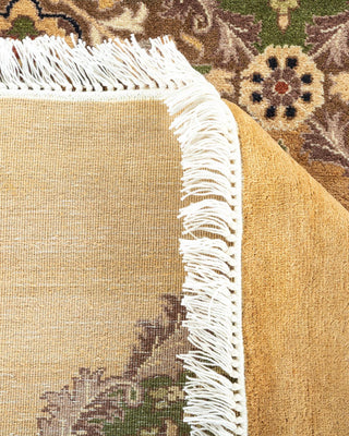 Traditional Mogul Yellow Wool Octagon Area Rug 6' 1" x 6' 1" - Solo Rugs