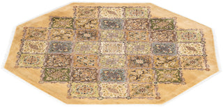Traditional Mogul Yellow Wool Octagon Area Rug 6' 1" x 6' 1" - Solo Rugs