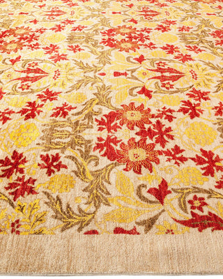 Contemporary Arts & Crafts Ivory Wool Area Rug 8' 10" x 11' 7" - Solo Rugs