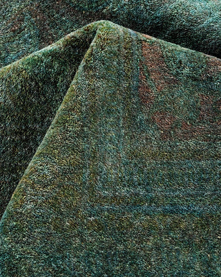 Contemporary Fine Vibrance Green Wool Area Rug 10' 3" x 14' 8" - Solo Rugs