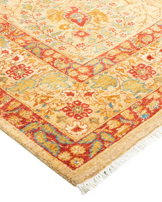 Traditional Mogul Yellow Wool Area Rug 5' 1" x 7' 9" - Solo Rugs