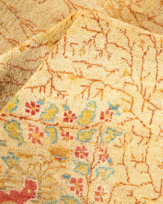 Traditional Mogul Yellow Wool Area Rug 5' 1" x 7' 9" - Solo Rugs