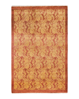 Traditional Mogul Pink Wool Area Rug 4' 1" x 6' 1" - Solo Rugs