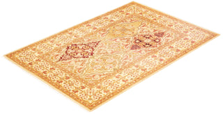 Traditional Mogul Ivory Wool Area Rug 4' 2" x 5' 10" - Solo Rugs