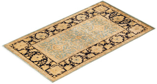 Contemporary Eclectic Light Blue Wool Area Rug 4' 1" x 6' 3" - Solo Rugs
