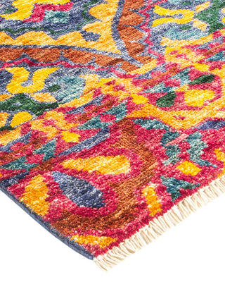 Contemporary Modern Blue Wool Area Rug 4' 1" x 6' 4" - Solo Rugs
