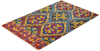 Contemporary Modern Blue Wool Area Rug 4' 1" x 6' 4" - Solo Rugs