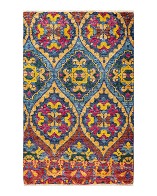 Contemporary Modern Blue Wool Area Rug 4' 1" x 6' 4" - Solo Rugs