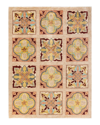 Contemporary Eclectic Ivory Wool Area Rug 9' 1" x 12' 0" - Solo Rugs