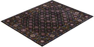 Contemporary Suzani Black Wool Area Rug 8' 2" x 10' 2" - Solo Rugs