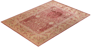 Traditional Mogul Orange Wool Area Rug 6' 2" x 8' 5" - Solo Rugs