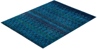 Contemporary Modern Blue Wool Area Rug 7' 10" x 9' 10" - Solo Rugs