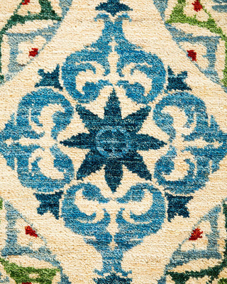Contemporary Suzani Ivory Wool Area Rug 6' 2" x 9' 4" - Solo Rugs