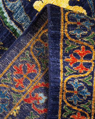 Contemporary Suzani Blue Wool Runner 8' 2" x 15' 0" - Solo Rugs