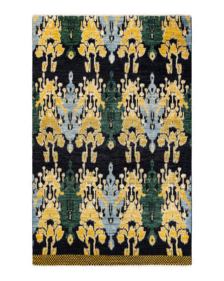 Contemporary Modern Black Wool Area Rug 6' 0" x 9' 3" - Solo Rugs