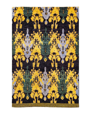 Contemporary Modern Black Wool Area Rug 5' 10" x 9' 2" - Solo Rugs