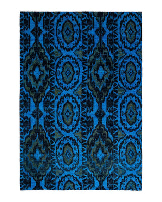 Contemporary Modern Black Wool Area Rug 6' 1" x 9' 2" - Solo Rugs