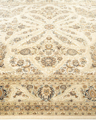 Traditional Mogul Ivory Wool Area Rug 9' 3" x 12' 2" - Solo Rugs