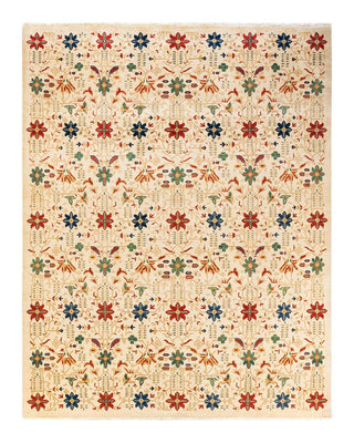 Contemporary Eclectic Ivory Wool Area Rug 8' 0" x 10' 0" - Solo Rugs