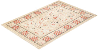 Traditional Mogul Ivory Wool Area Rug 4' 2" x 6' 1" - Solo Rugs