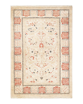 Traditional Mogul Ivory Wool Area Rug 4' 2" x 6' 1" - Solo Rugs