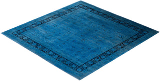 Contemporary Fine Vibrance Light Blue Wool Area Rug 9' 3" x 9' 7" - Solo Rugs