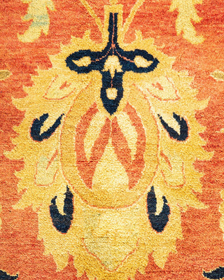 Traditional Mogul Orange Wool Area Rug 8' 10" x 12' 3" - Solo Rugs
