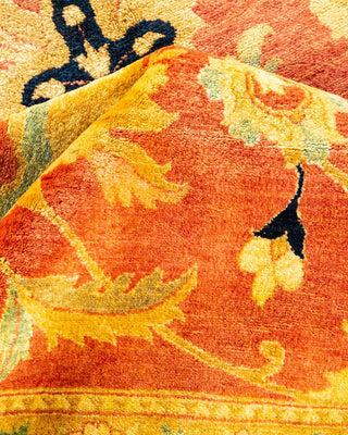 Traditional Mogul Orange Wool Area Rug 8' 10" x 12' 3" - Solo Rugs