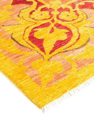 Contemporary Eclectic Yellow Wool Area Rug 10' 3" x 13' 7" - Solo Rugs