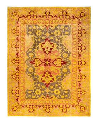 Contemporary Eclectic Yellow Wool Area Rug 10' 3" x 13' 7" - Solo Rugs