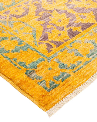 Contemporary Eclectic Yellow Wool Area Rug 9' 2" x 11' 10" - Solo Rugs
