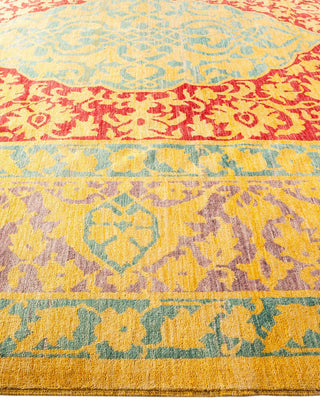 Contemporary Eclectic Yellow Wool Area Rug 9' 2" x 11' 10" - Solo Rugs