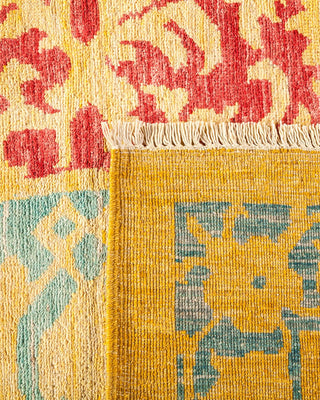 Contemporary Eclectic Yellow Wool Area Rug 9' 2" x 11' 10" - Solo Rugs