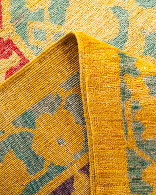 Contemporary Eclectic Yellow Wool Area Rug 9' 2" x 11' 10" - Solo Rugs