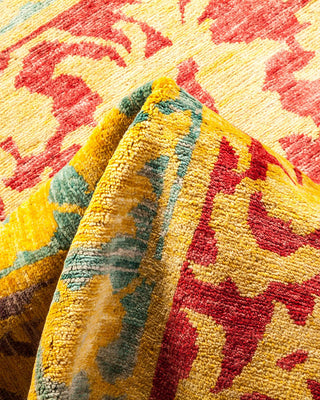 Contemporary Eclectic Yellow Wool Area Rug 9' 2" x 11' 10" - Solo Rugs