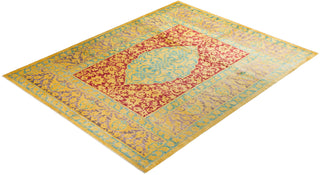 Contemporary Eclectic Yellow Wool Area Rug 9' 2" x 11' 10" - Solo Rugs
