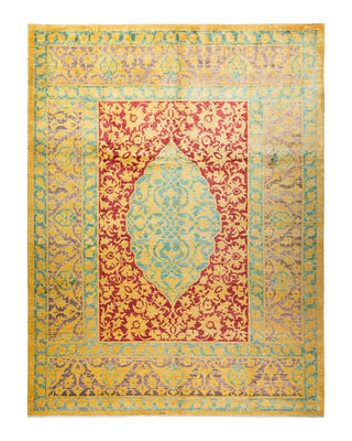 Contemporary Eclectic Yellow Wool Area Rug 9' 2" x 11' 10" - Solo Rugs