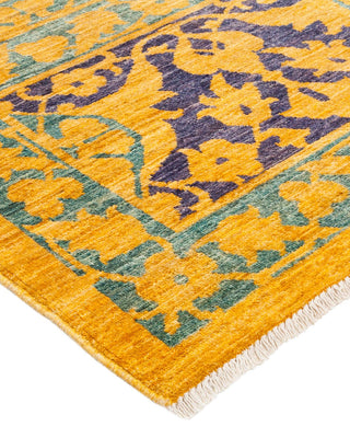 Contemporary Eclectic Yellow Wool Area Rug 9' 3" x 11' 9" - Solo Rugs