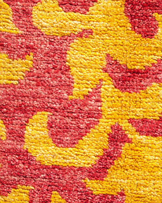 Contemporary Eclectic Yellow Wool Area Rug 9' 3" x 11' 9" - Solo Rugs