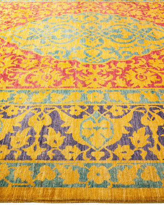 Contemporary Eclectic Yellow Wool Area Rug 9' 3" x 11' 9" - Solo Rugs