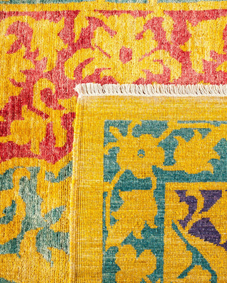 Contemporary Eclectic Yellow Wool Area Rug 9' 3" x 11' 9" - Solo Rugs