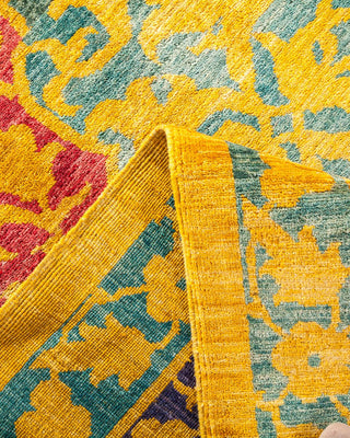 Contemporary Eclectic Yellow Wool Area Rug 9' 3" x 11' 9" - Solo Rugs