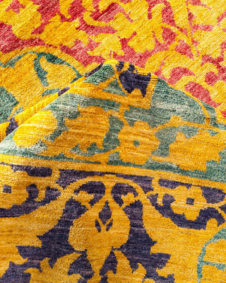 Contemporary Eclectic Yellow Wool Area Rug 9' 3" x 11' 9" - Solo Rugs