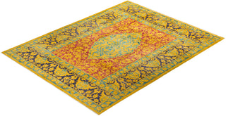 Contemporary Eclectic Yellow Wool Area Rug 9' 3" x 11' 9" - Solo Rugs