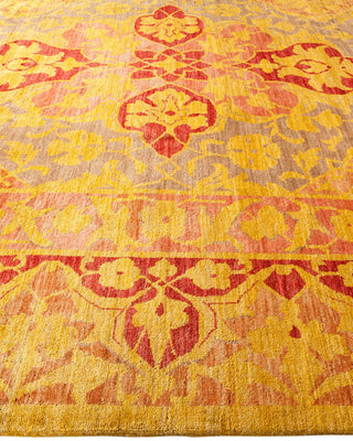 Contemporary Eclectic Yellow Wool Area Rug 8' 10" x 11' 8" - Solo Rugs