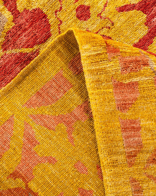 Contemporary Eclectic Yellow Wool Area Rug 8' 10" x 11' 8" - Solo Rugs