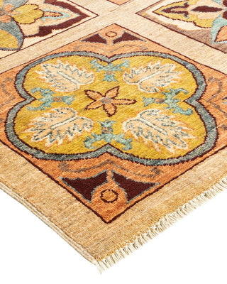 Contemporary Eclectic Yellow Wool Area Rug 5' 1" x 8' 4" - Solo Rugs